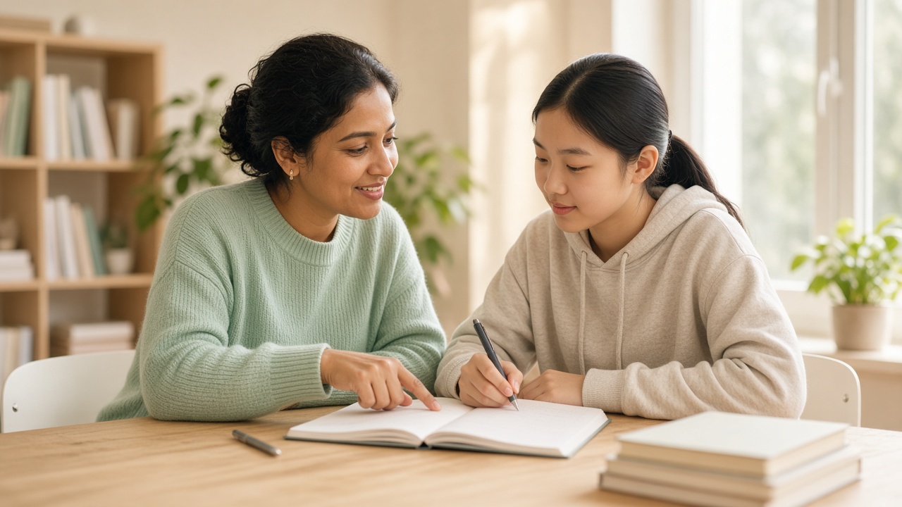 Tutor and student working side by side in a 1-on-1 coaching session