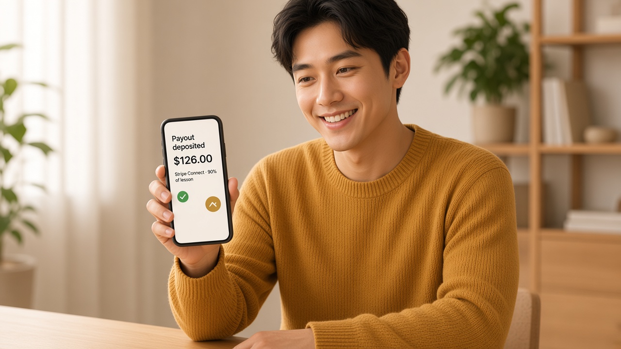Tutor receiving an automated Stripe Connect payout notification