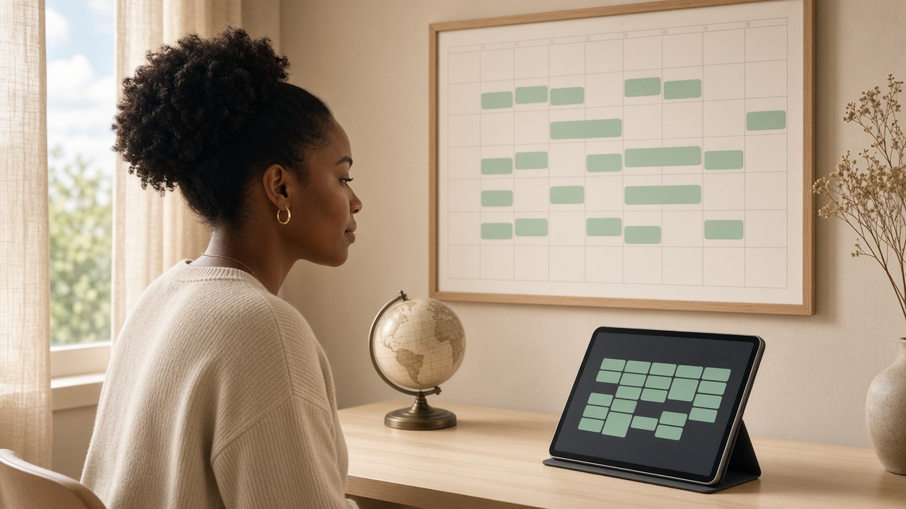 Tutor planning a conflict-free weekly calendar across timezones