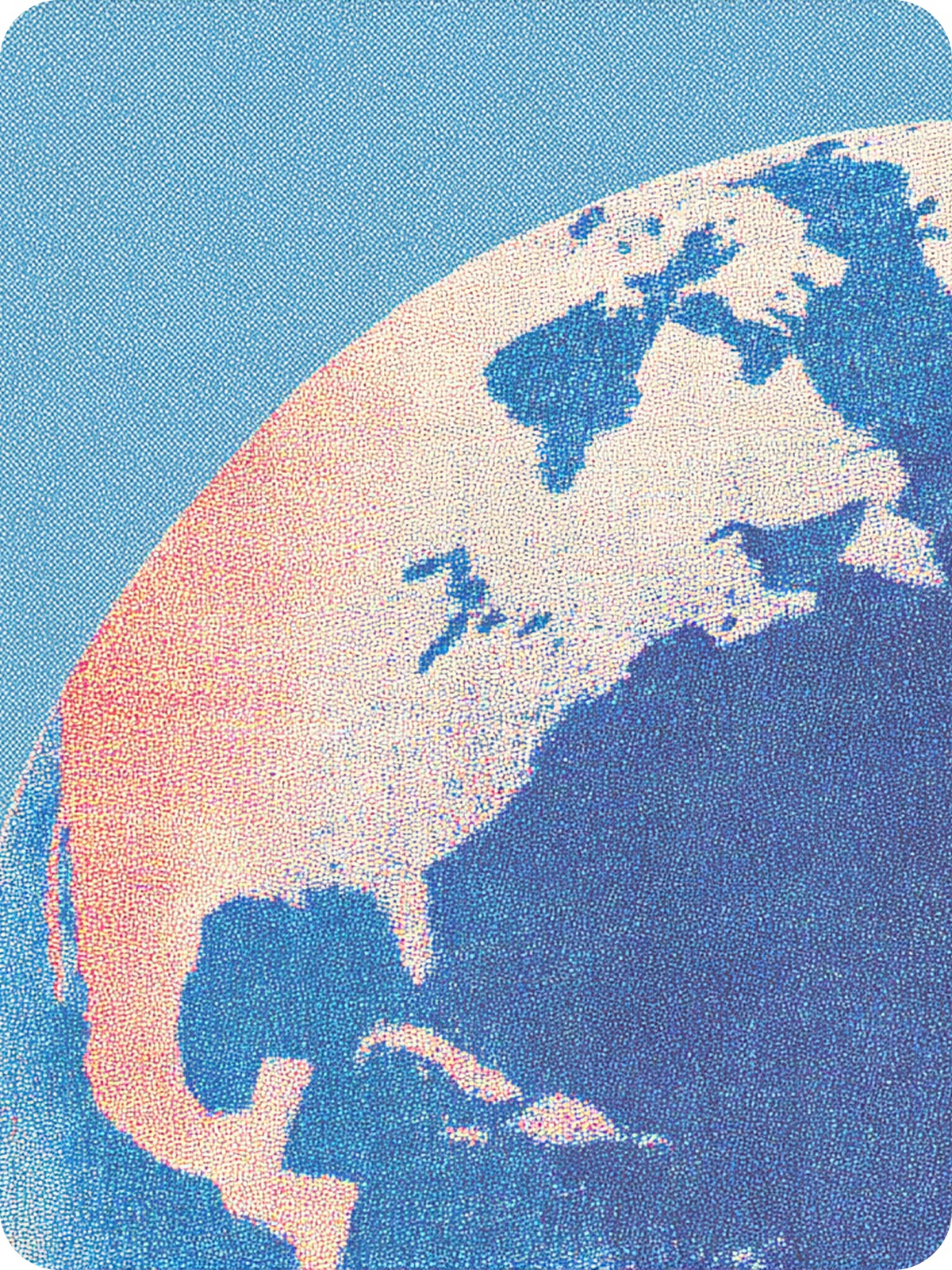 Stippled illustration of Earth showing the Atlantic Ocean